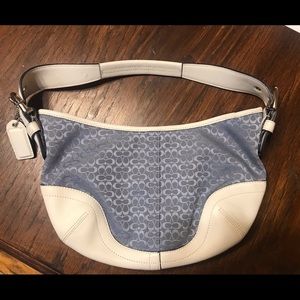 Blue and white Coach purse